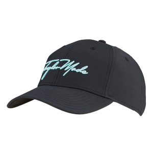 TAYLORMADE WOMENS TM SCRIPT HAT//BLACK AQUA