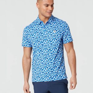 ORIGINAL PENGUIN All Over Print Underwater Mosaic Golf Polo Shirt/ French Blue
