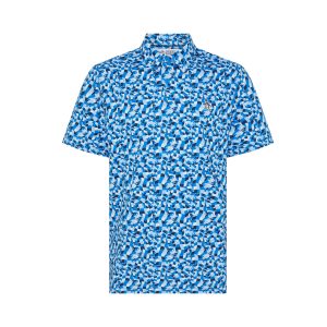 ORIGINAL PENGUIN All Over Print Underwater Mosaic Golf Polo Shirt/ French Blue