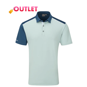 PING Mack Men's Colour Block Polo Shirt - Harbour Grey/Ultramarine Multi