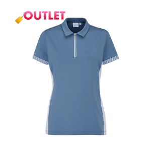 PING Kirby Ladies Zip Neck Polo Shirt /Coronet Blue/White