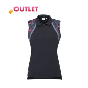 PING Ansie Ladies Sleeveless Zip Neck Polo Shirt / Navy Multi