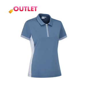 PING Kirby Ladies Zip Neck Polo Shirt /Coronet Blue/White