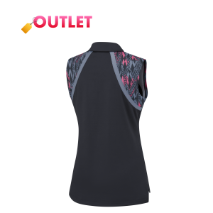 PING Ansie Ladies Sleeveless Zip Neck Polo Shirt / Navy Multi